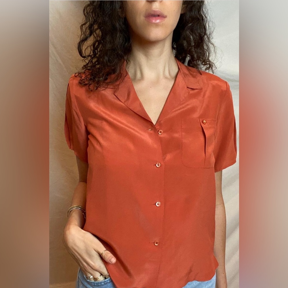 1980s Silk Blouse with Pinned Shoulders